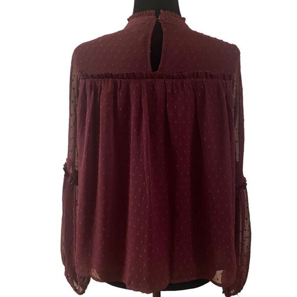 Japna Plum Swiss Dot Sheer Blouse Size Small‎ - Picture 4 of 11